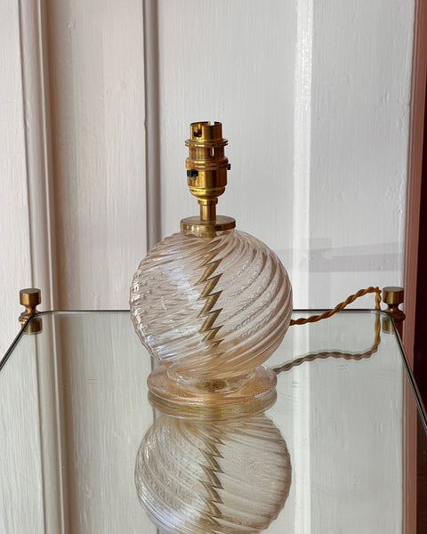 Vintage clear/golden swirl Murano table lamp (with shade)