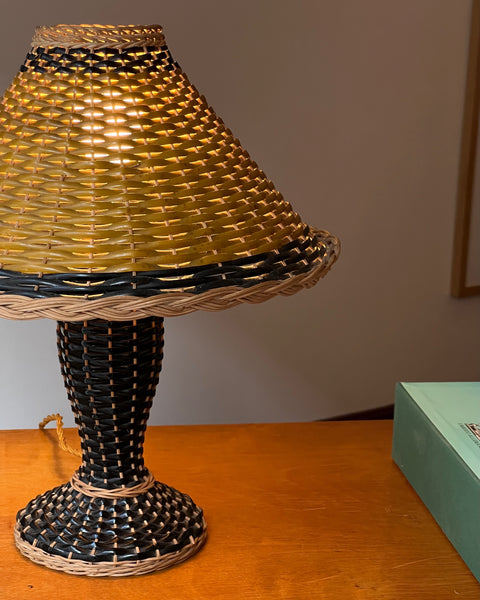 Vintage french rattan table lamp