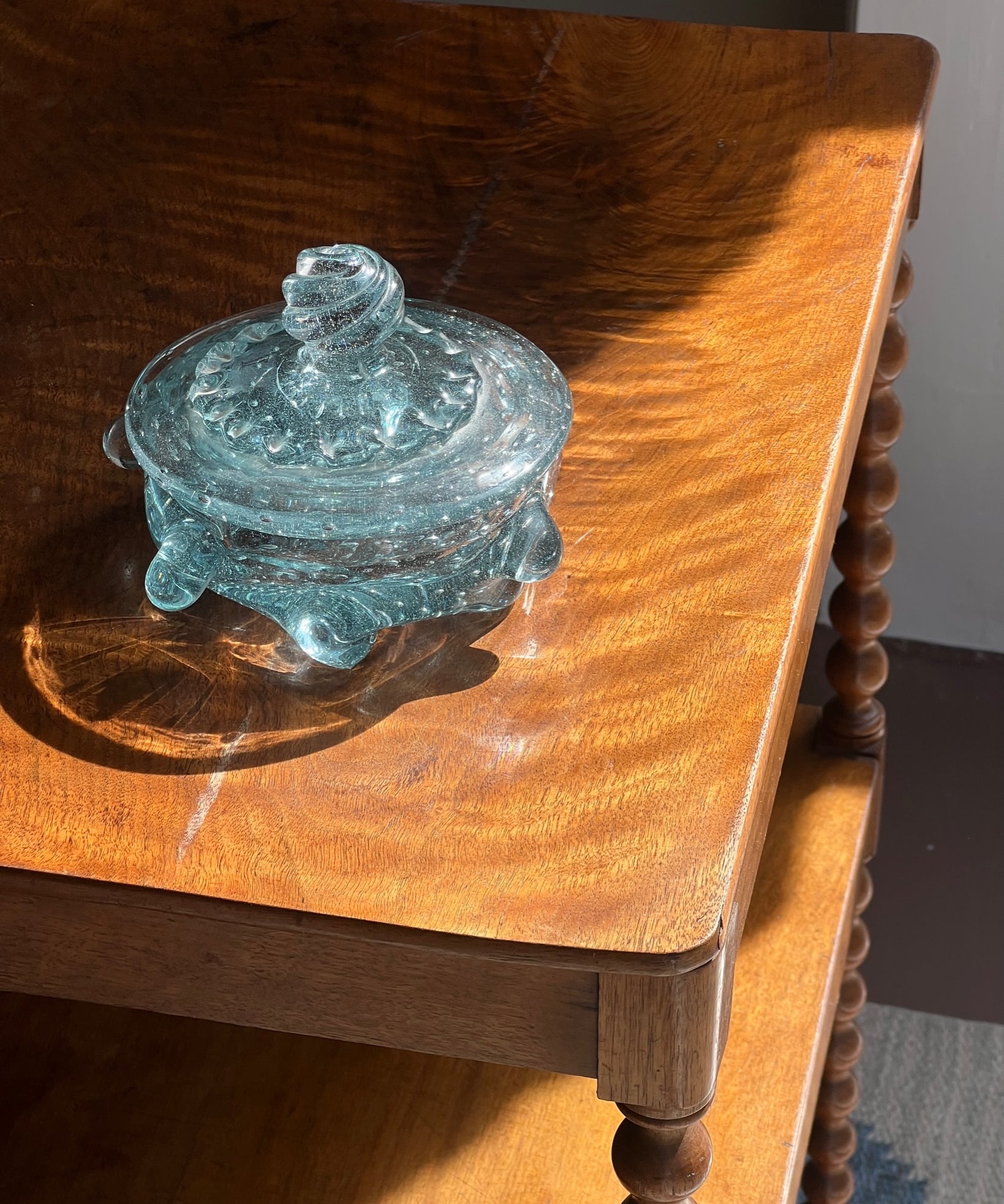 Vintage clear / light blue Murano bonbonniere