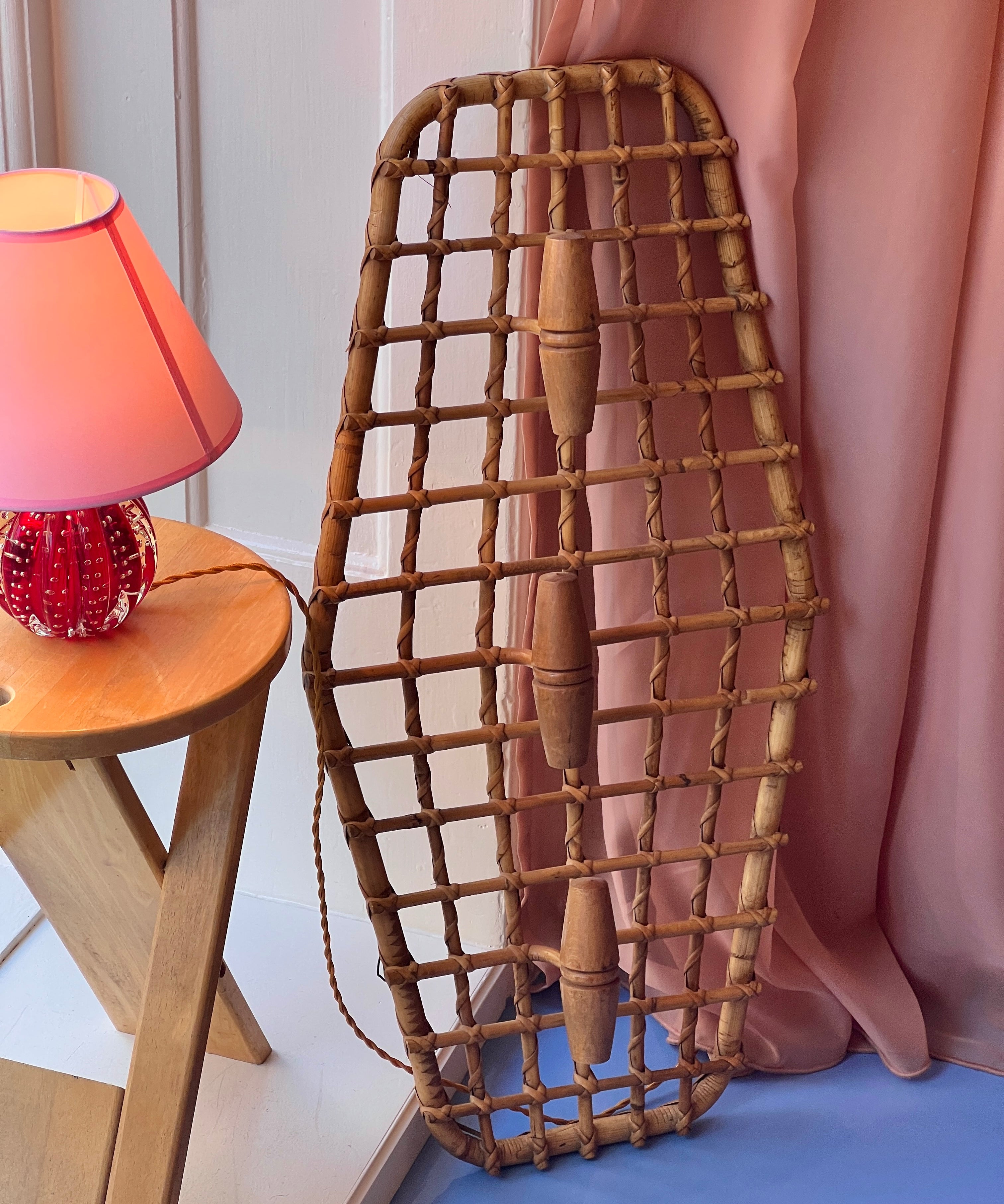 Vintage rattan coat rack