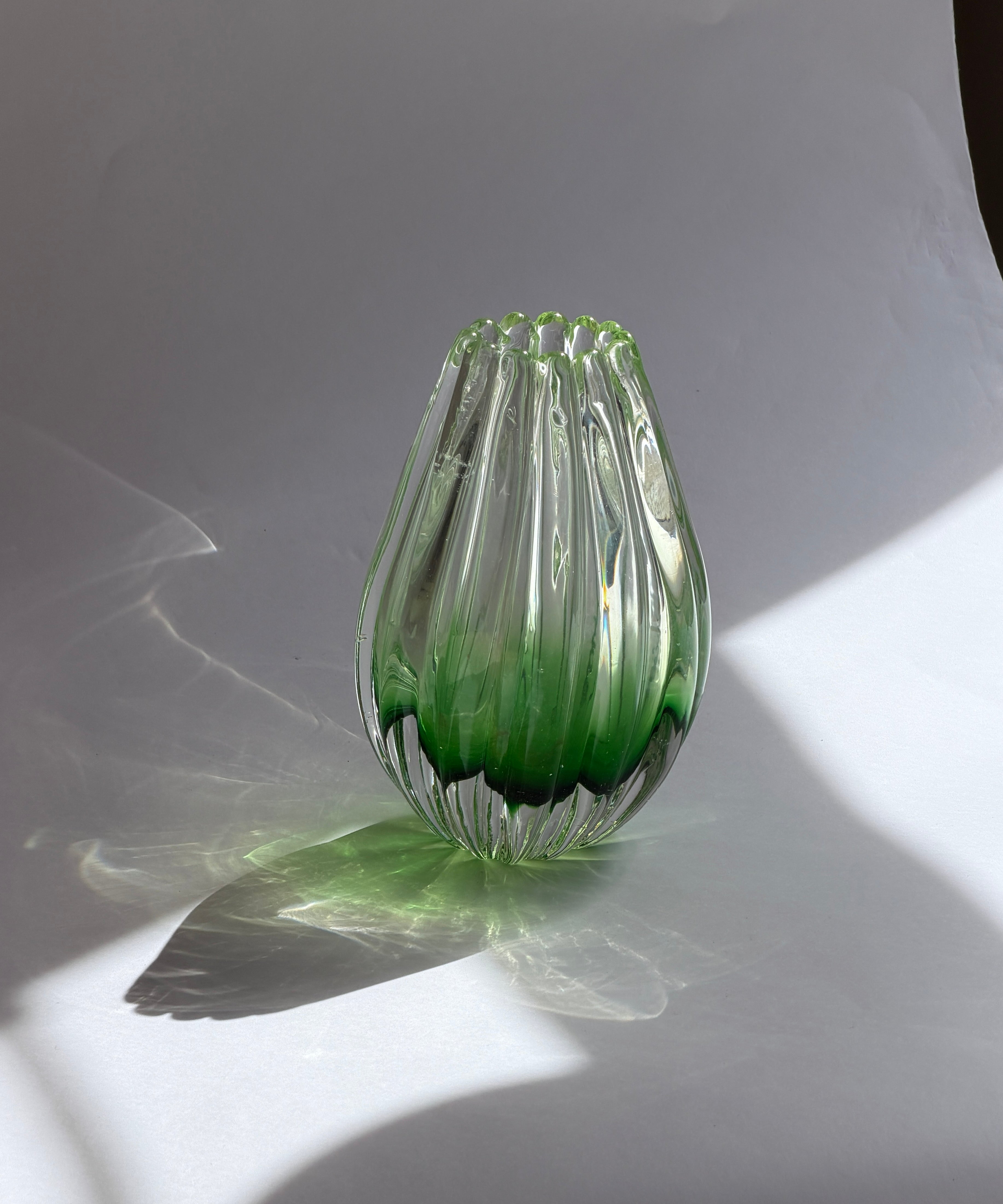 Vintage green Murano vase by Flavio Poli for Seguso