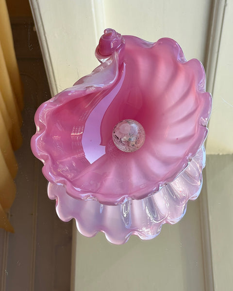 Vintage opal pink Murano shell bowl (2 available)