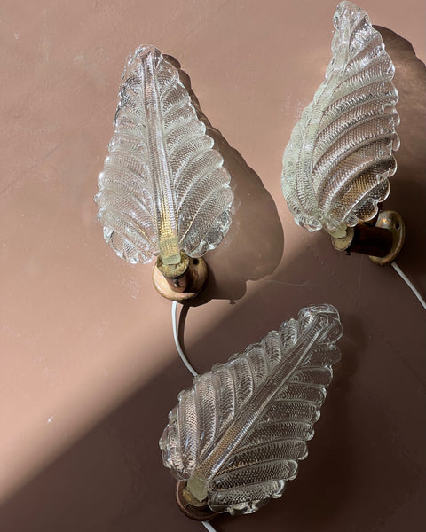 Vintage Murano leaf wall lamp (3 available)