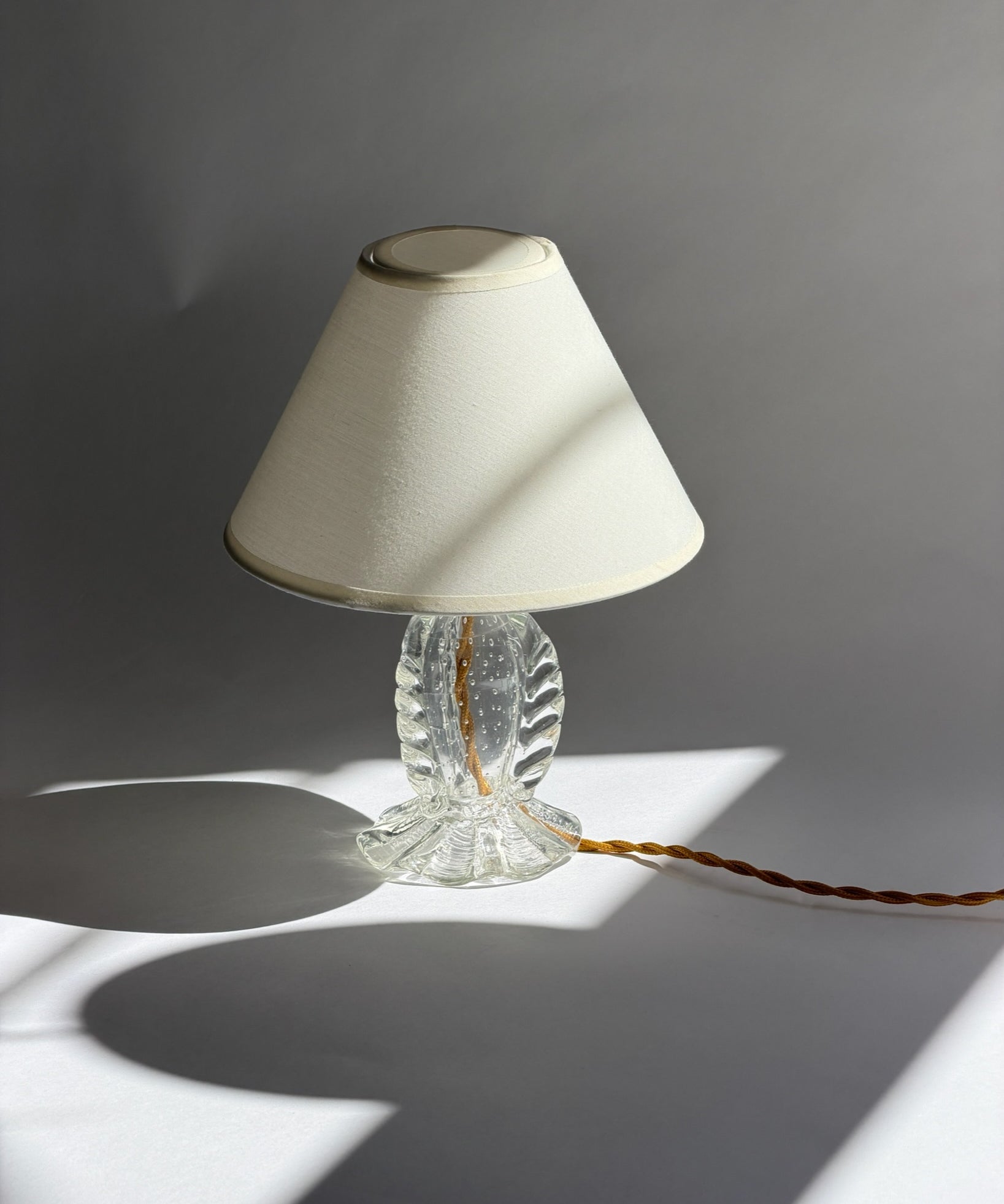 Vintage clear Murano table lamp (with lampshade)