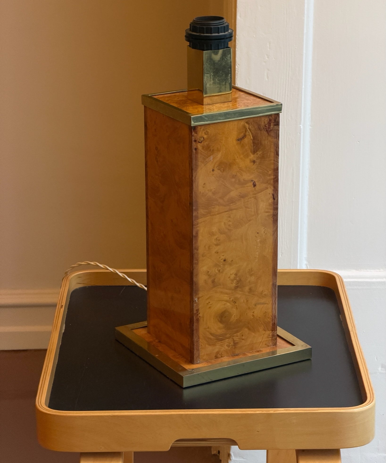 Vintage large burl wood table lamp