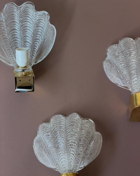 Vintage clear Murano shell wall lamp (3 available)
