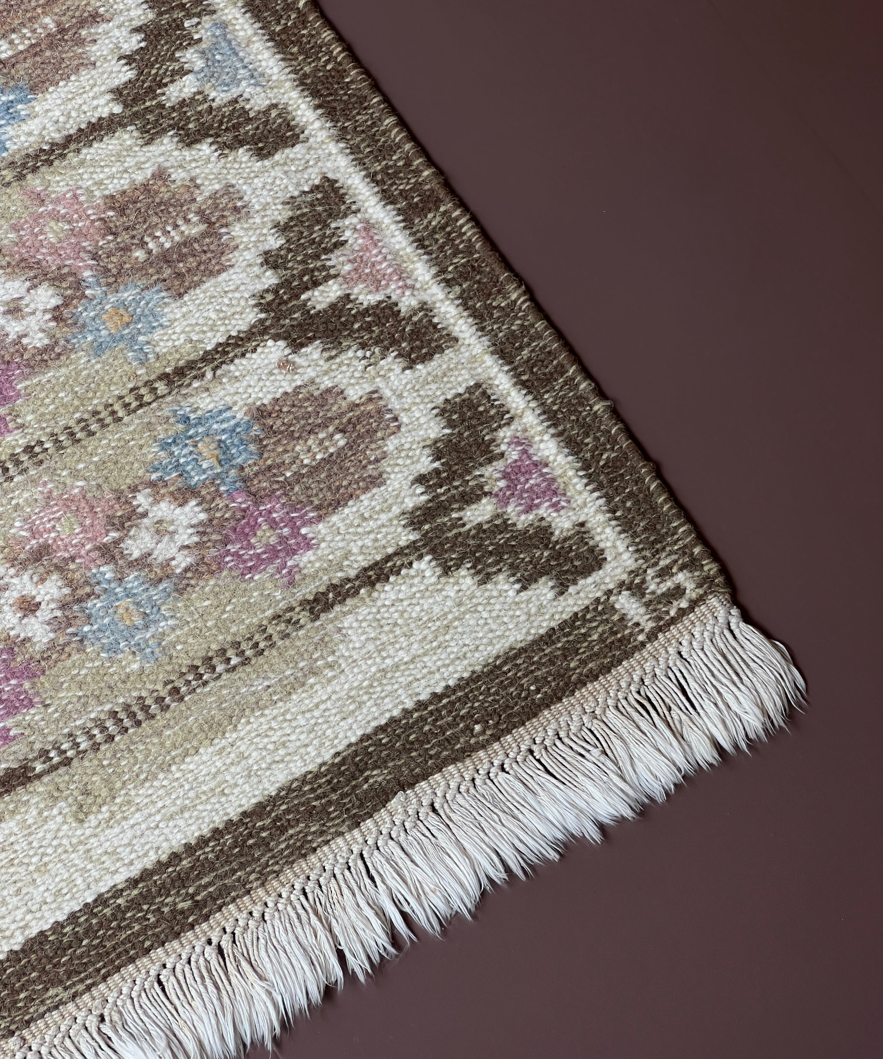 Vintage flat weave rug by Ingegerd Silow (IS)