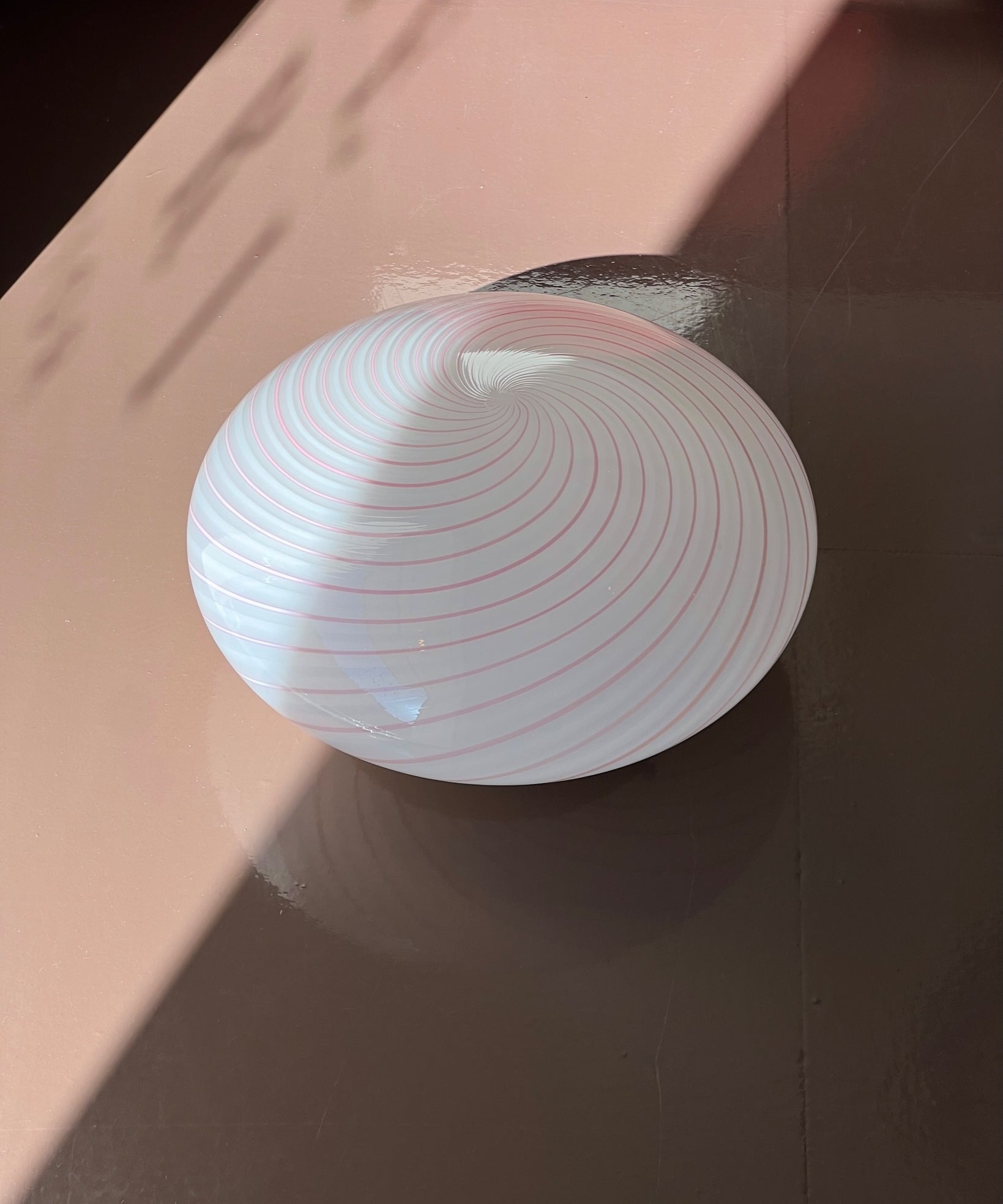 Vintage Murano pink/white swirl ceiling/wall lamp (D35)