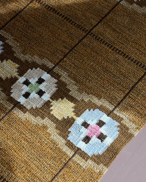 Vintage flat weave rug/runner by Ingegerd Silow (IS)