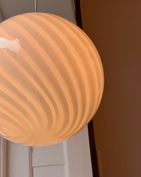 Vintage yellow swirl Murano ceiling lamp (D40)