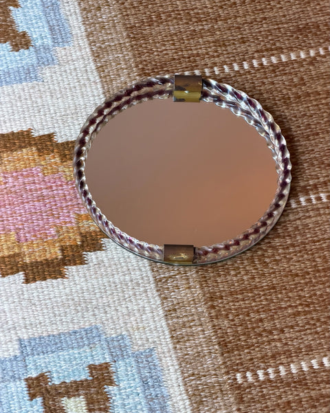 Vintage Italian mirror with twisted purple/clear glass frame