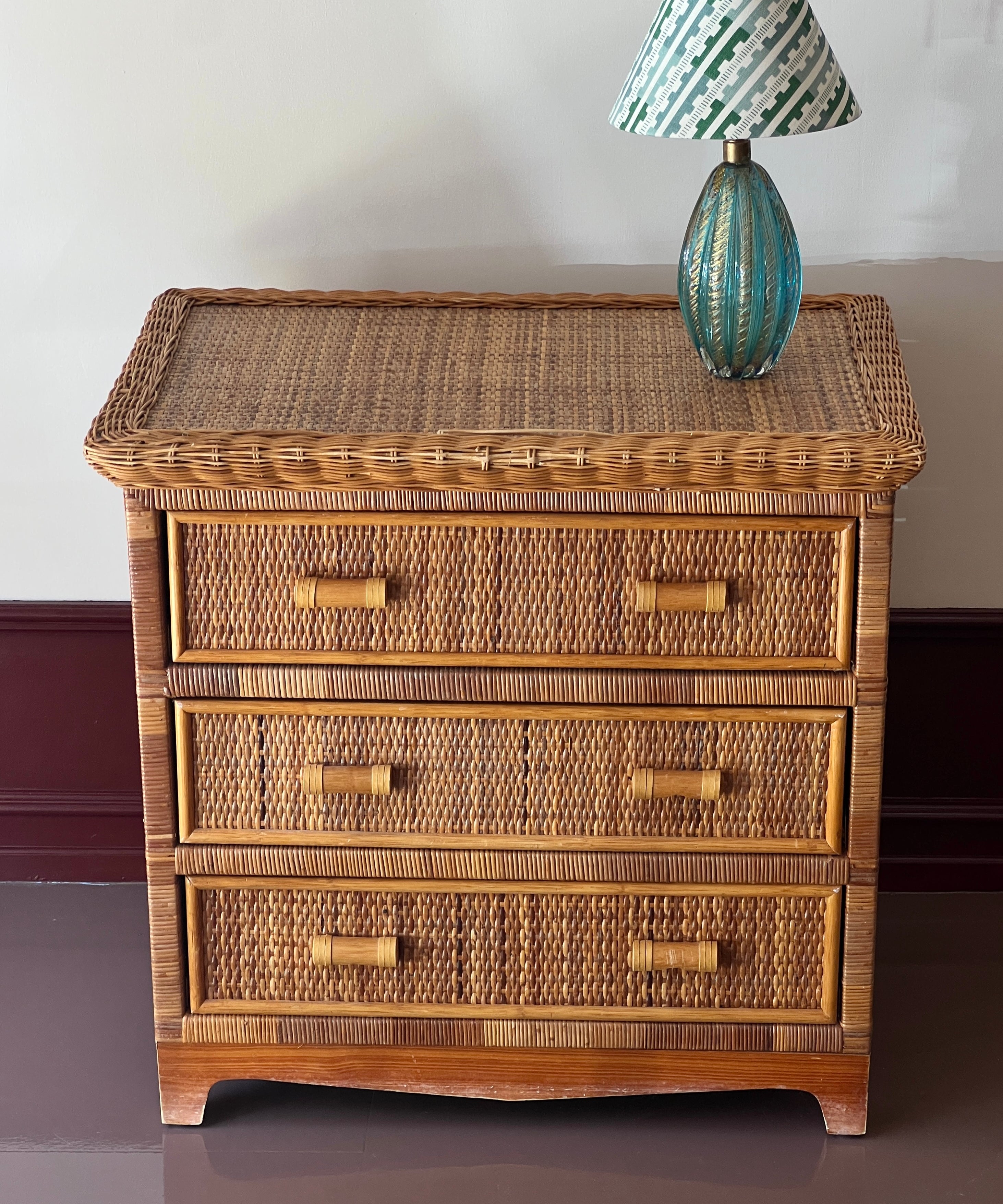 Vintage rattan chest of drawers