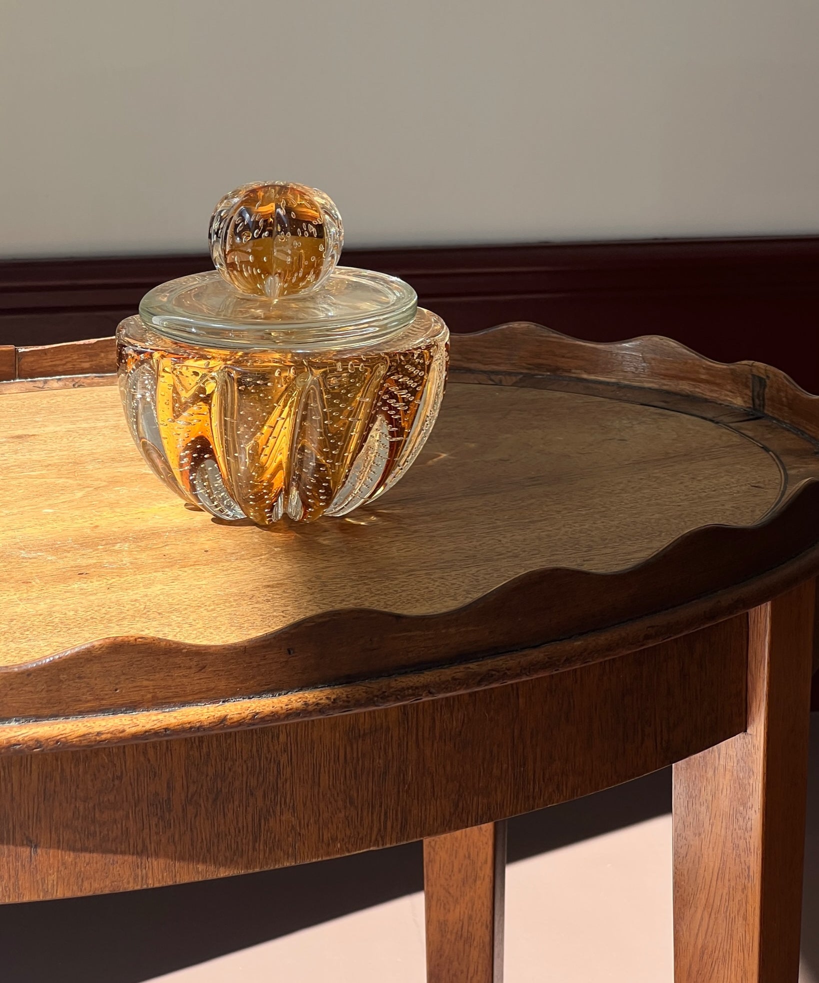 Vintage amber Murano bonbonniere