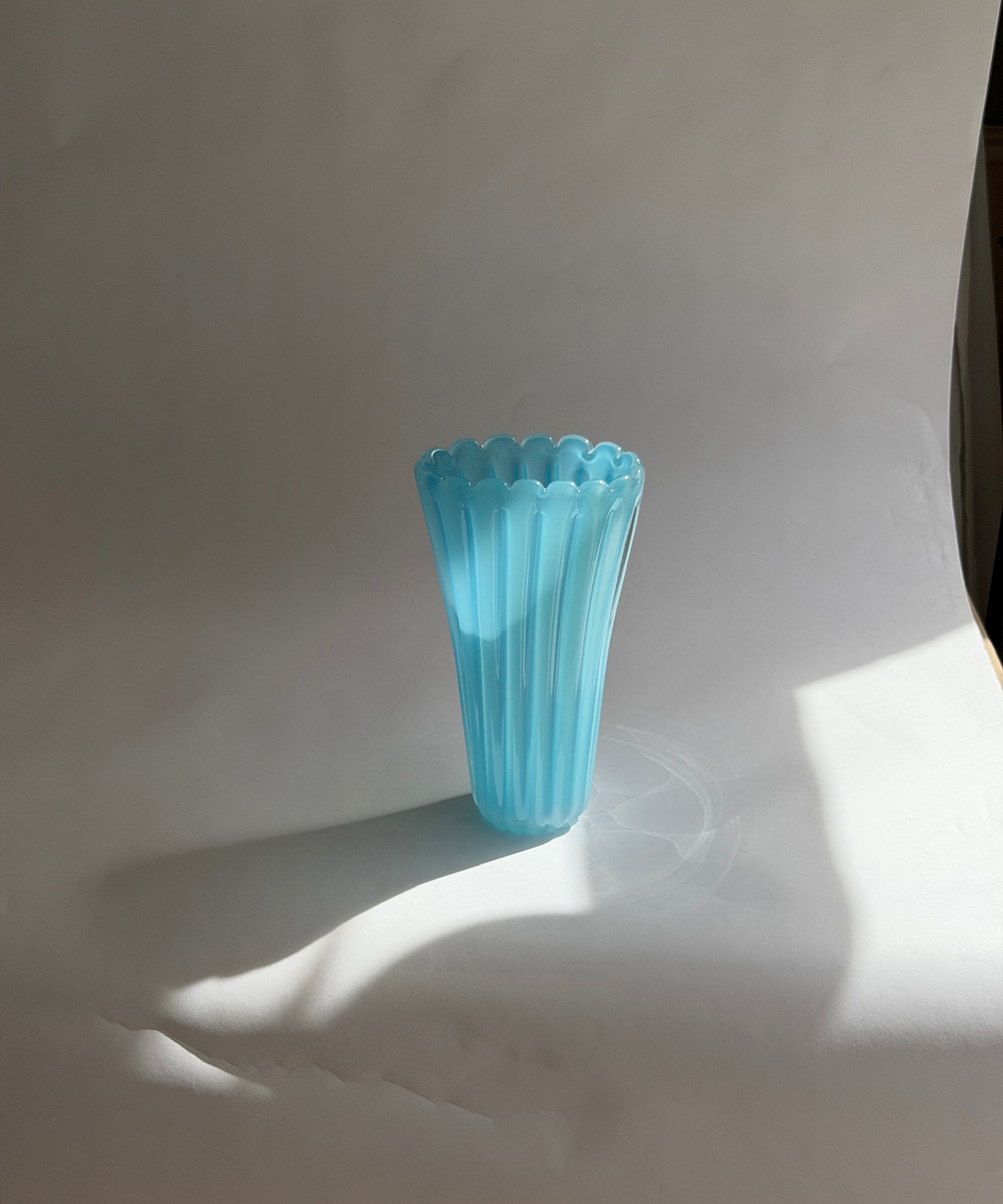 Vintage opal blue Murano vase
