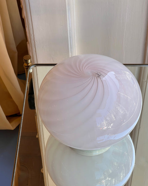 Vintage light pink swirl round Murano table lamp