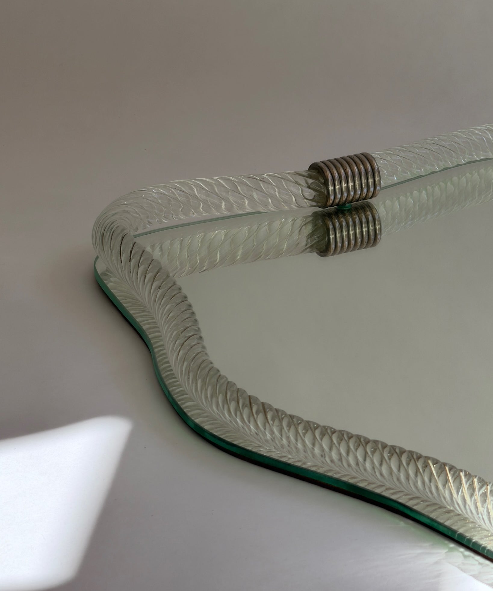Large vintage Italian mirror with twisted clear glass frame