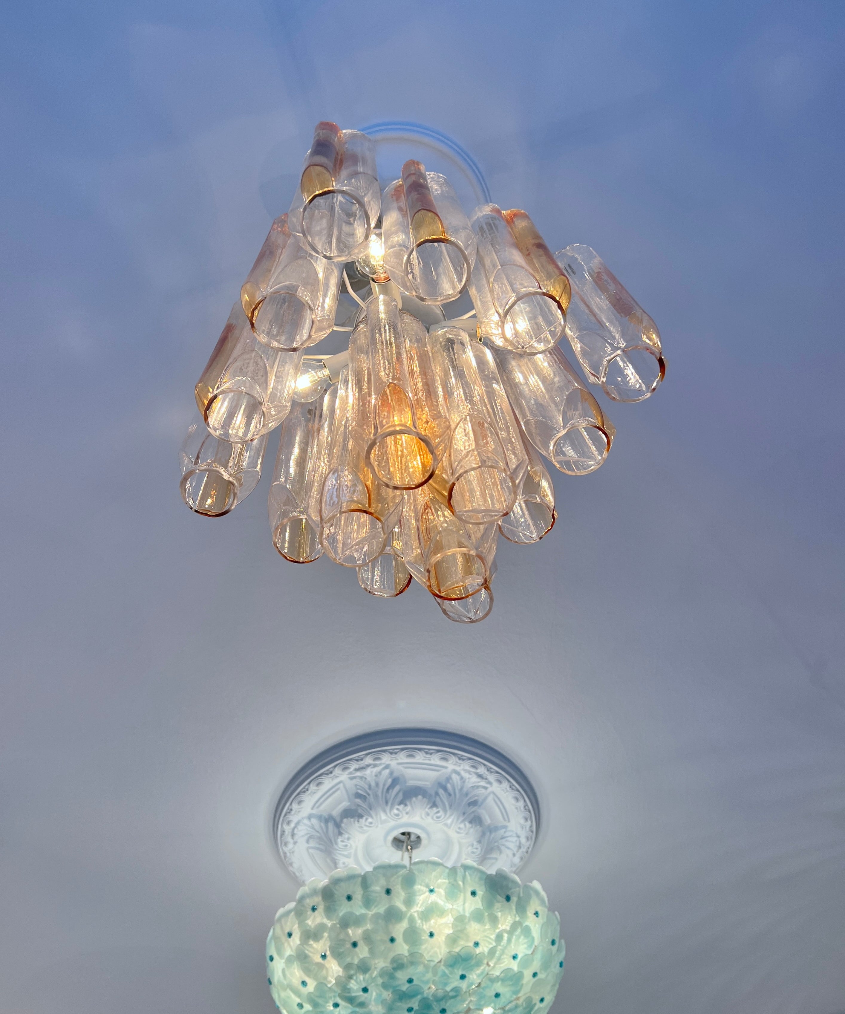 Vintage Murano golden/clear chandelier
