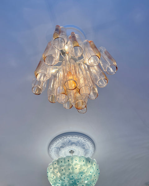 Vintage Murano golden/clear chandelier