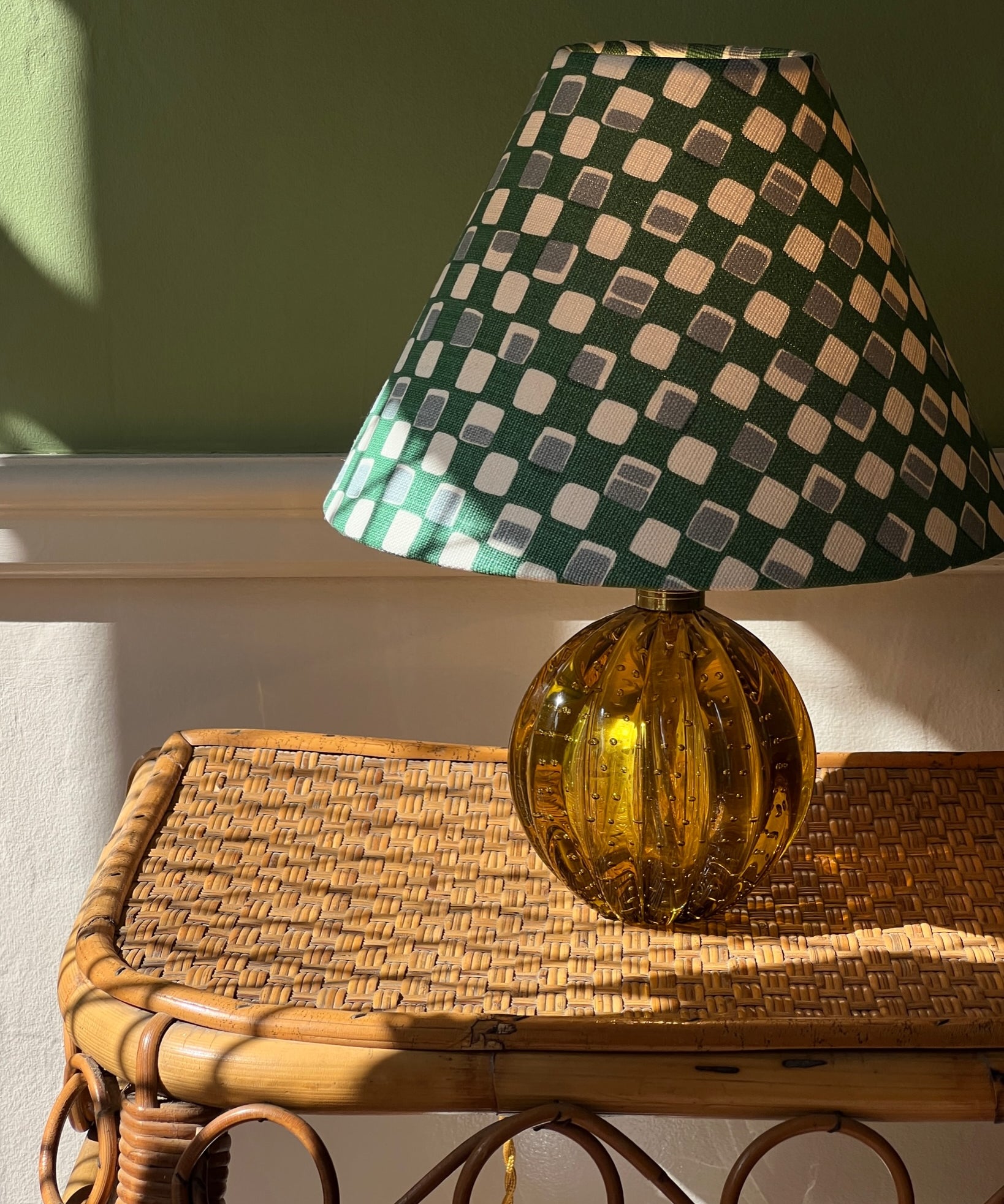 Vintage amber Murano table lamp (incl. lampshade)