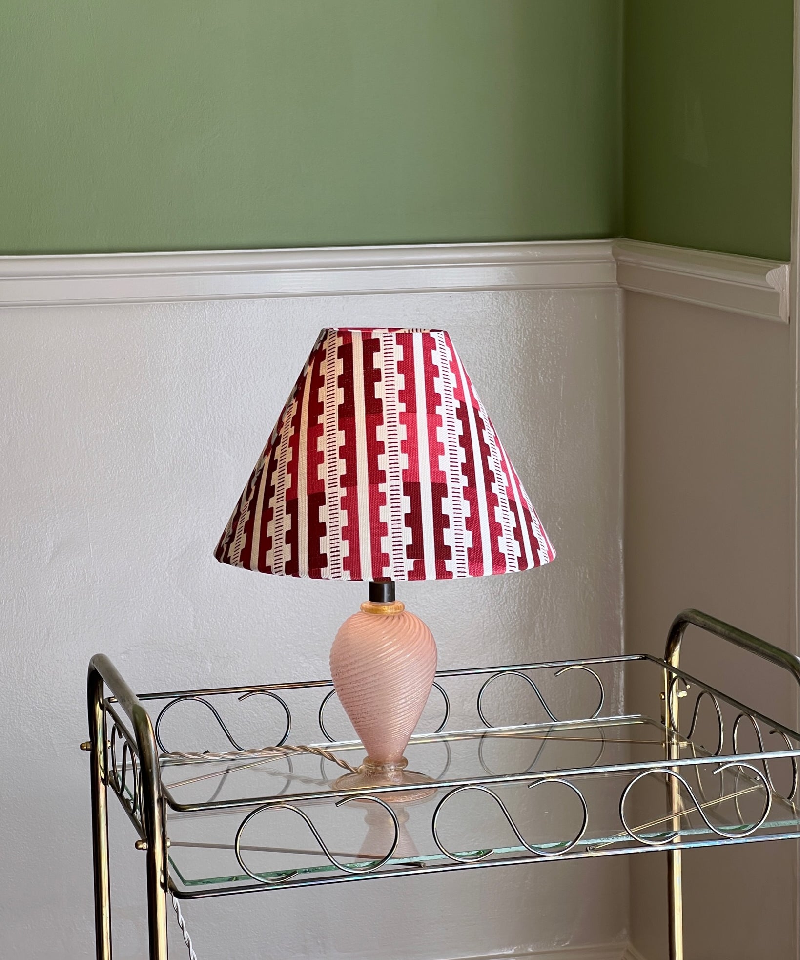 Vintage light peach/golden Murano table lamp (incl. lampshade)