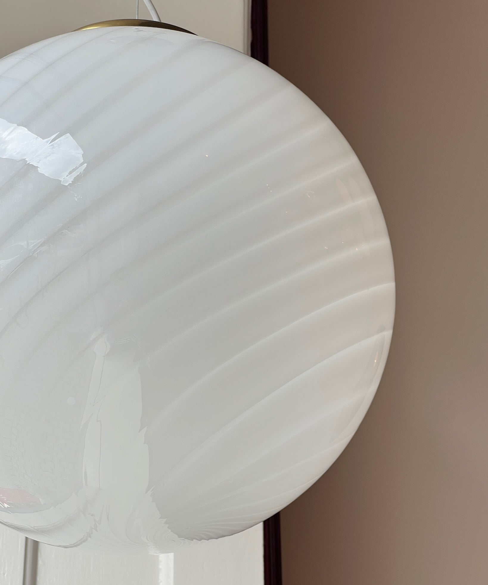 Vintage Murano white swirl ceiling lamp (D40)