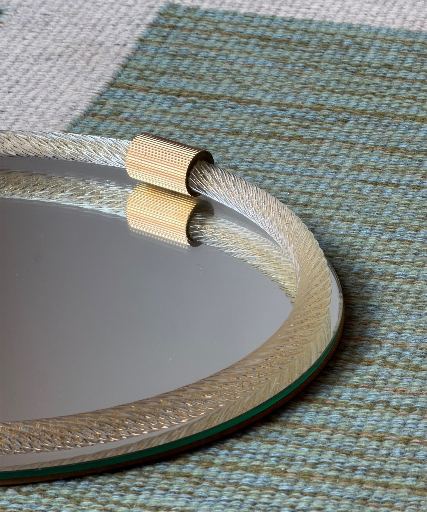 Vintage Italian mirror with twisted clear / golden glass frame