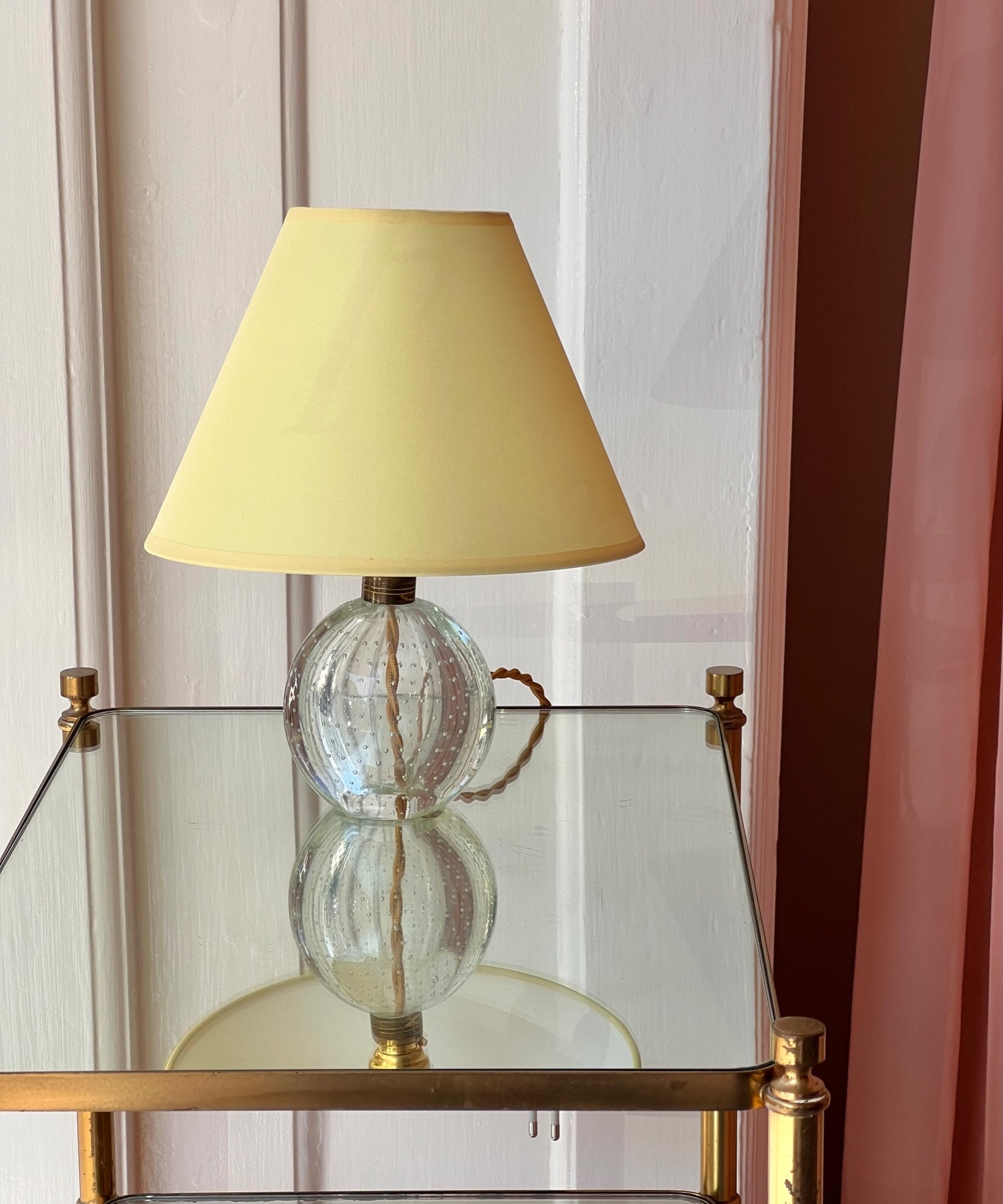 Vintage clear bubble Murano table lamp (with shade)