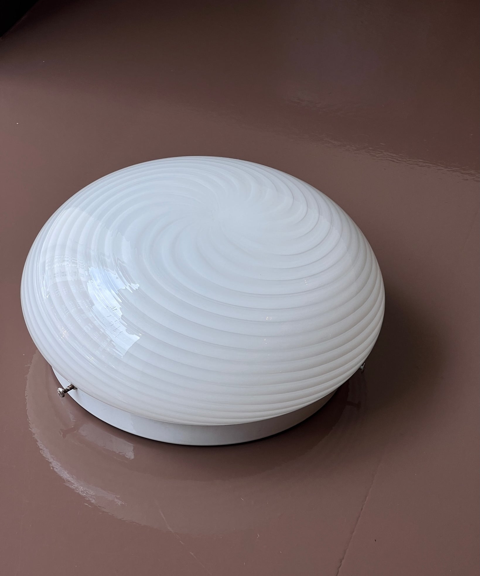 Vintage Murano white swirl ceiling/wall lamp (D30)