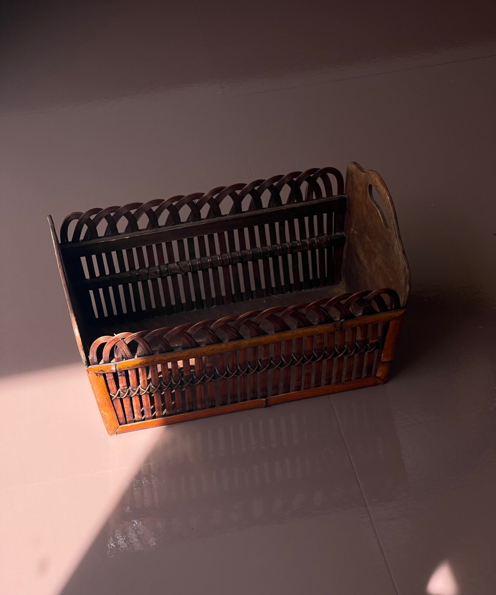 Vintage wicker and wood basket