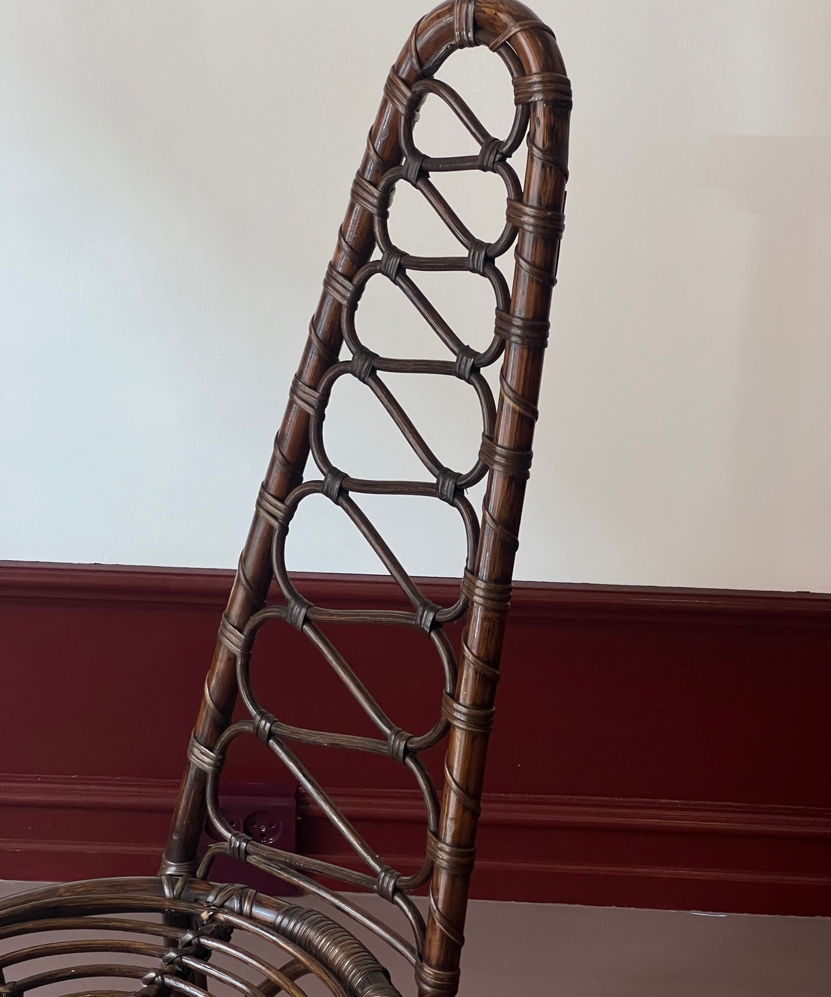 Vintage dark rattan/bamboo chair, Italy, 1960s (2 available)