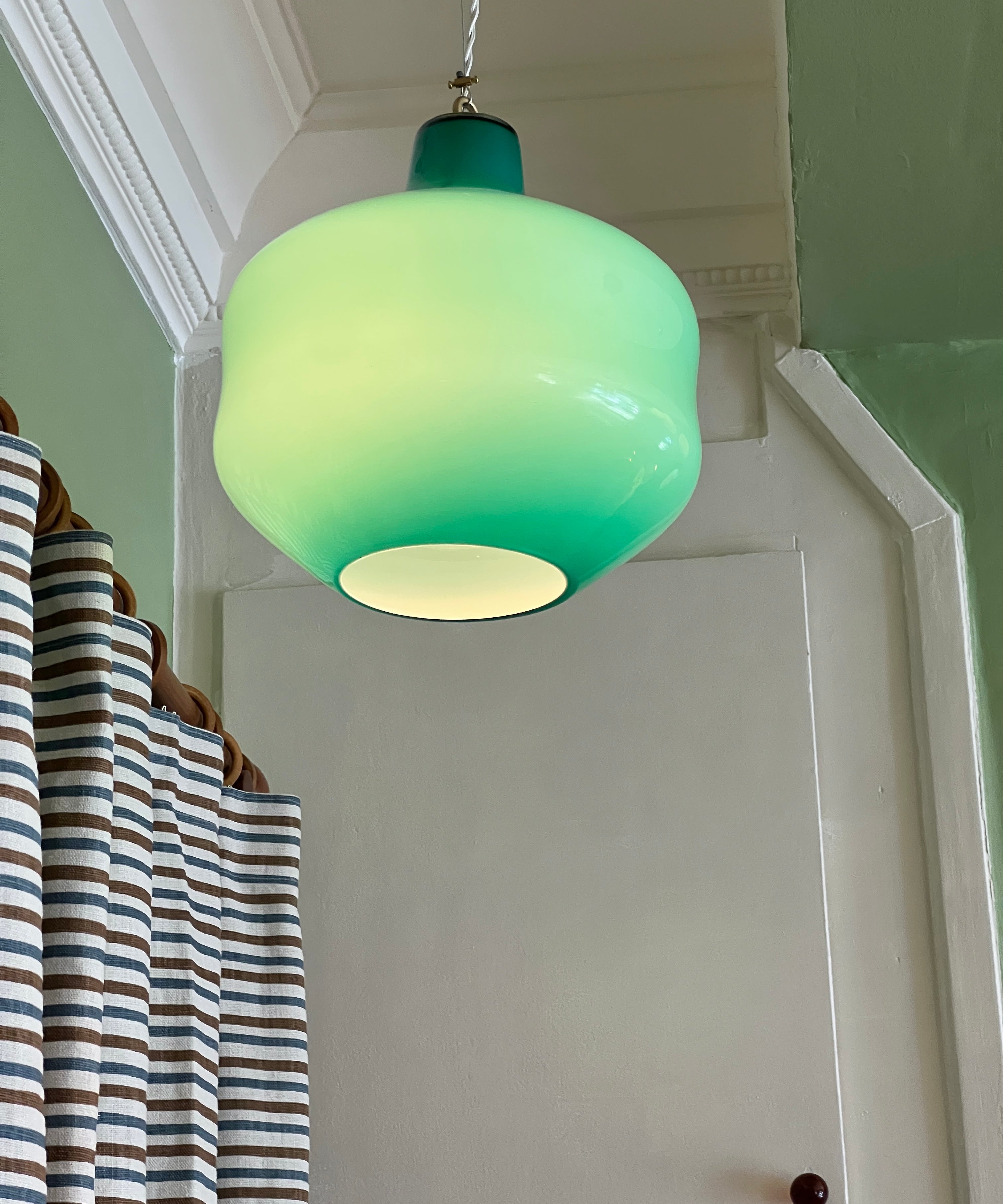 Vintage Massimo Vignelli opal/turquoise green ceiling lamp (30 cm)