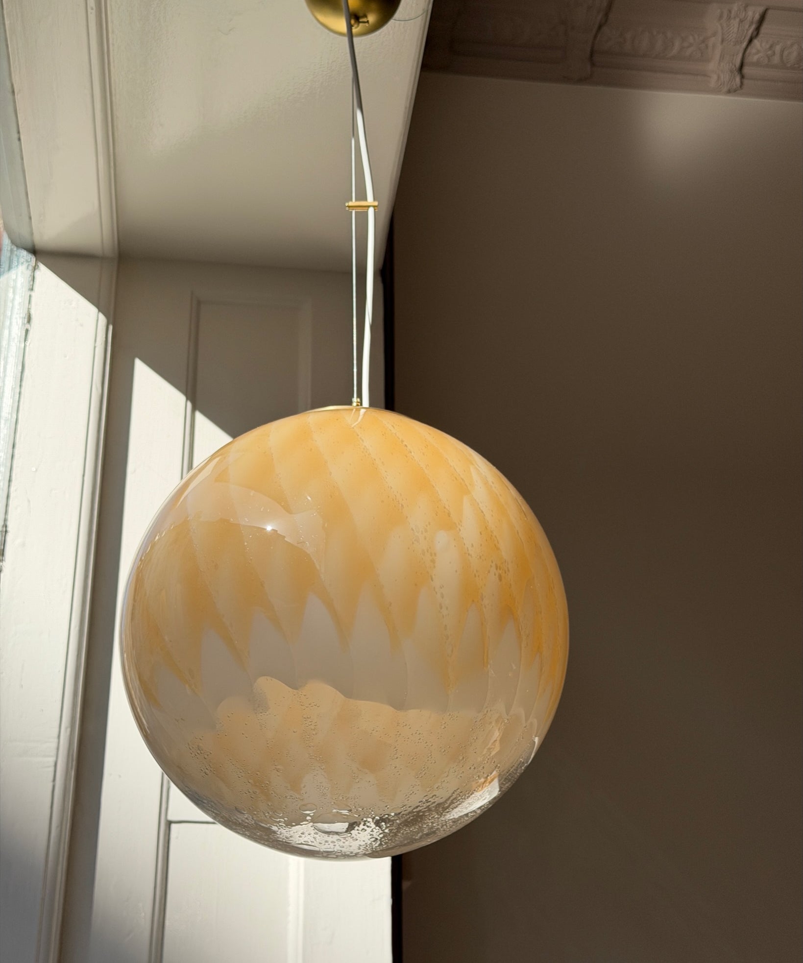 Vintage golden clear Murano ceiling lamp (D35)