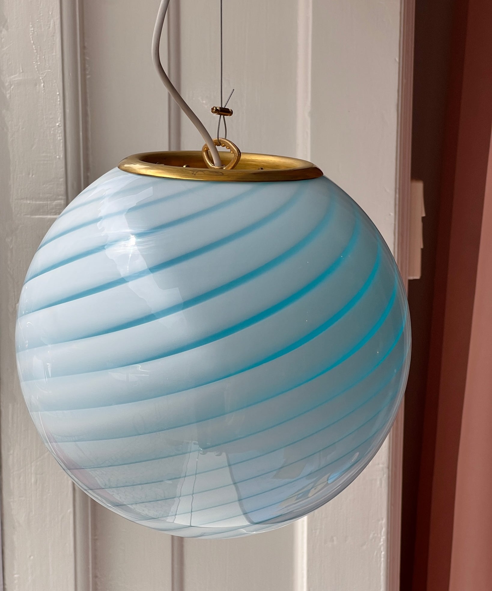 Candy ceiling lamp - Aqua blue swirl (D30) (Available upon request)