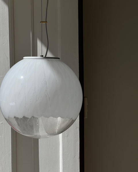 Vintage white clear Murano ceiling lamp (D35)