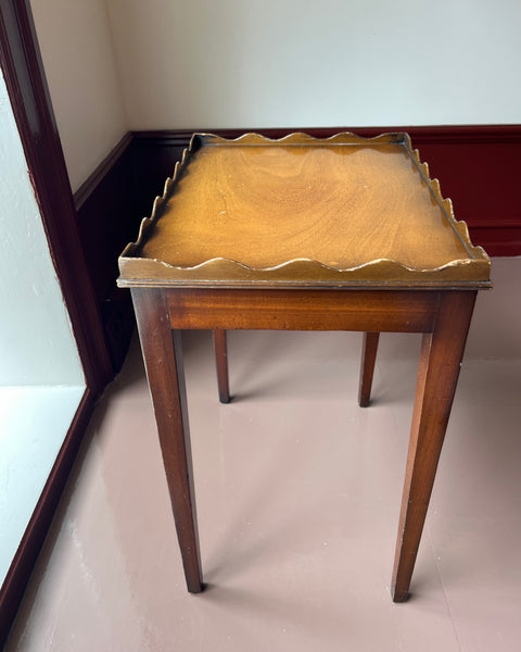 Vintage wavy/scalloped wooden side table