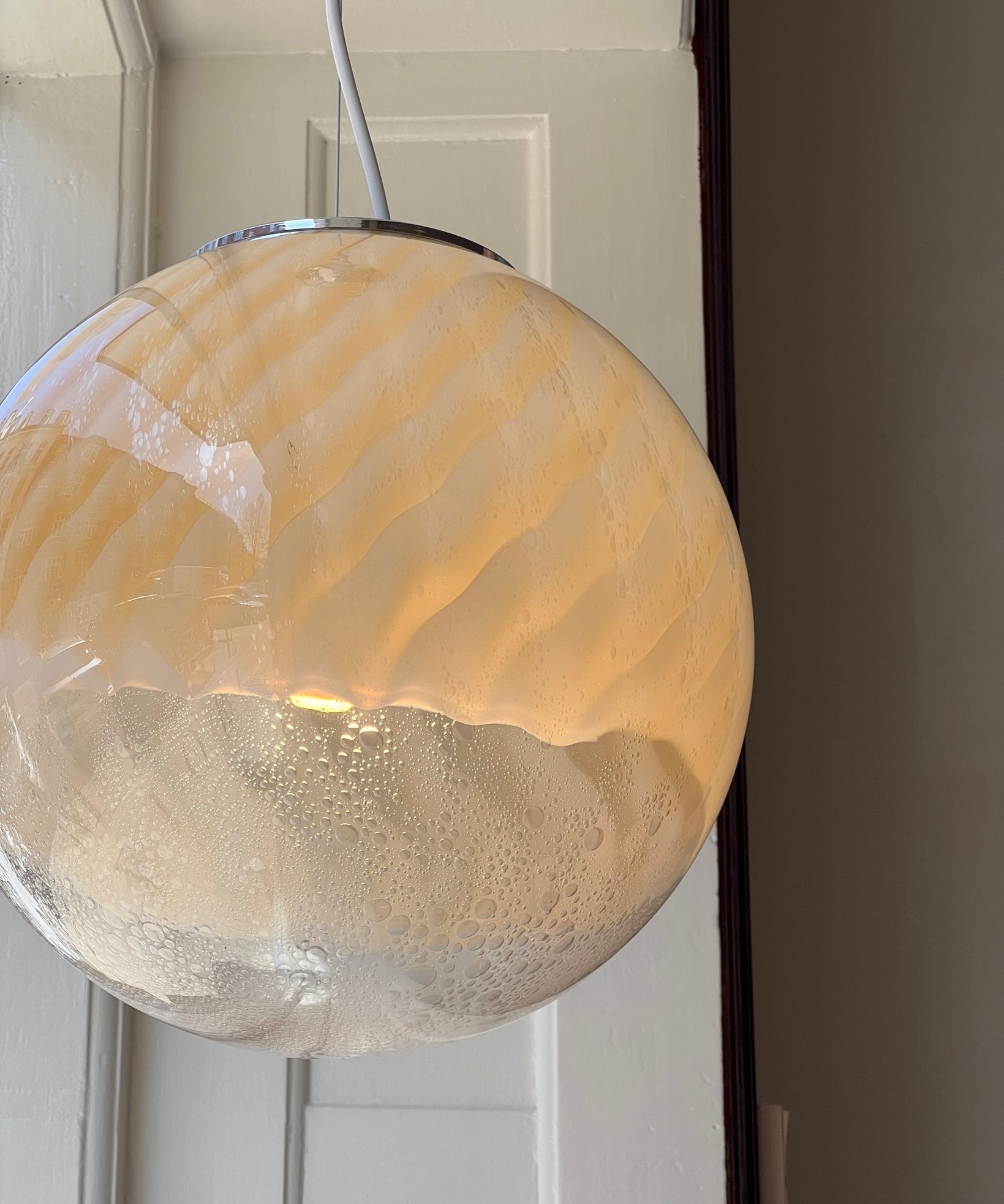 Vintage golden clear Anemone Murano ceiling lamp (D35)