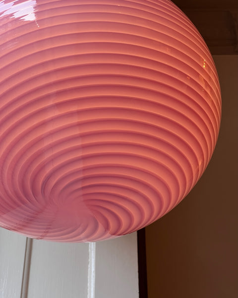 Vintage oval pink swirl Murano ceiling lamp (D46)