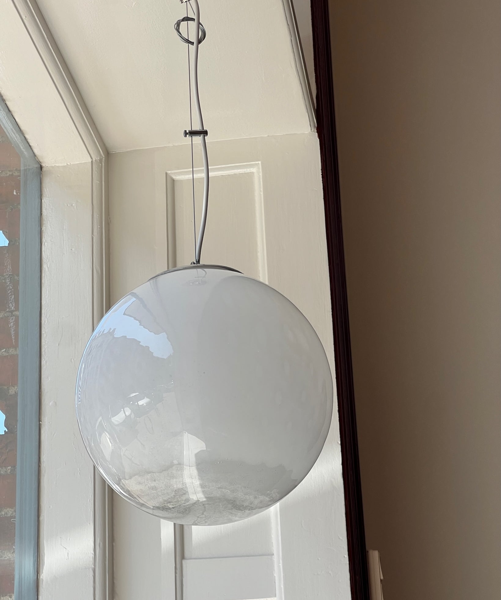 Vintage white clear Murano ceiling lamp (D30)