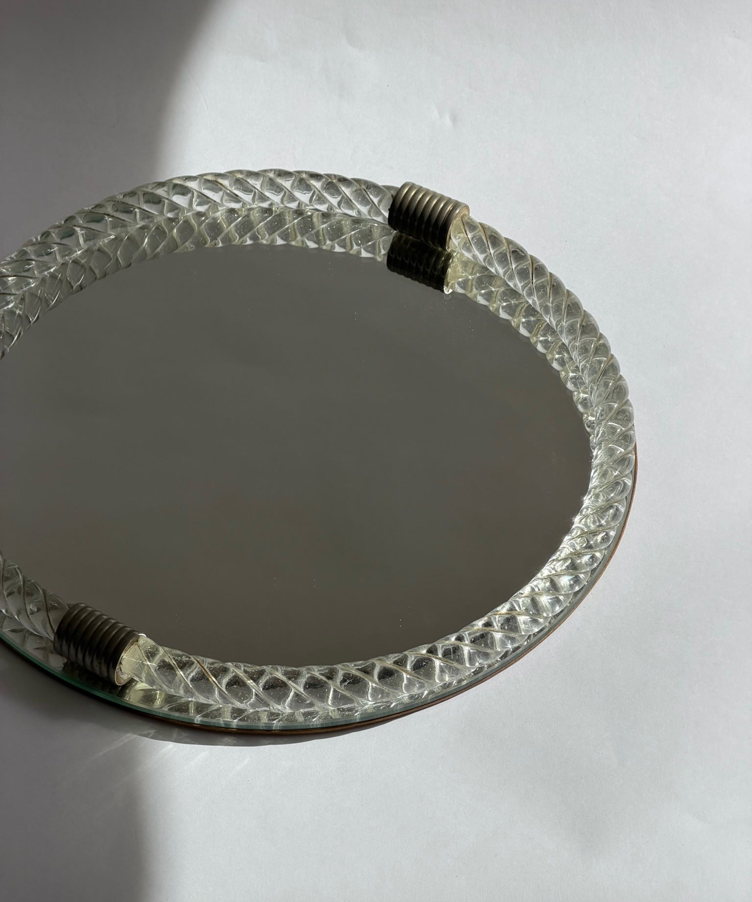 Vintage Italian mirror with twisted clear glass frame
