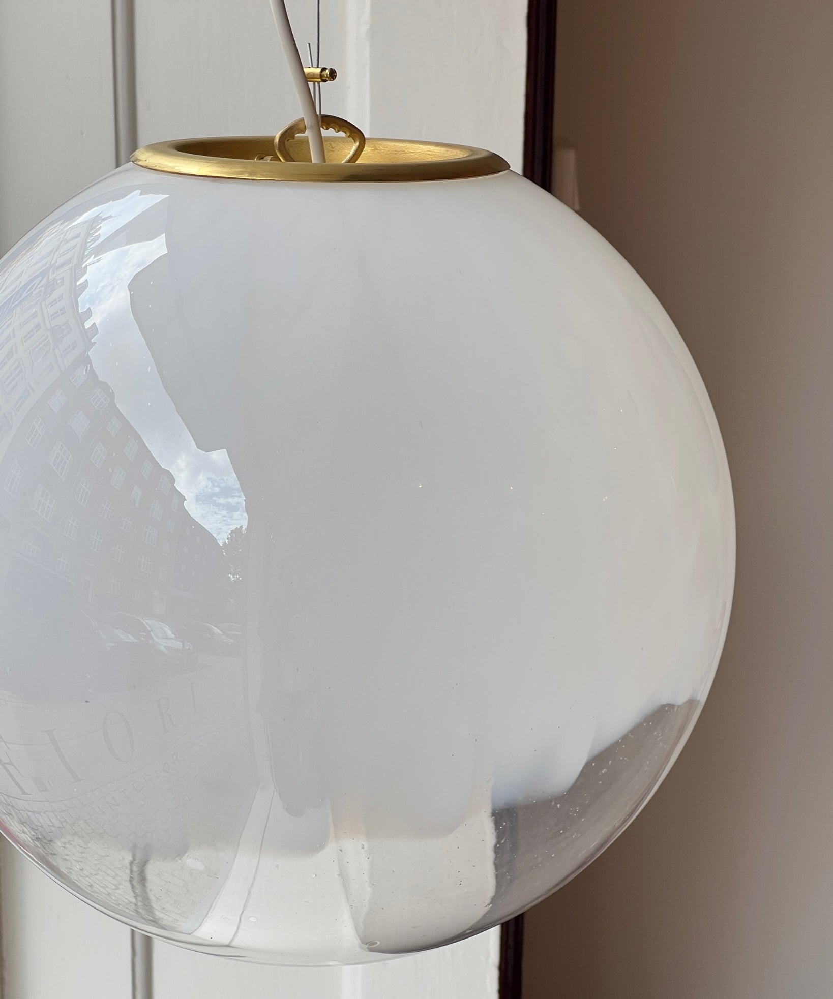 Vintage white clear Murano ceiling lamp (D35)