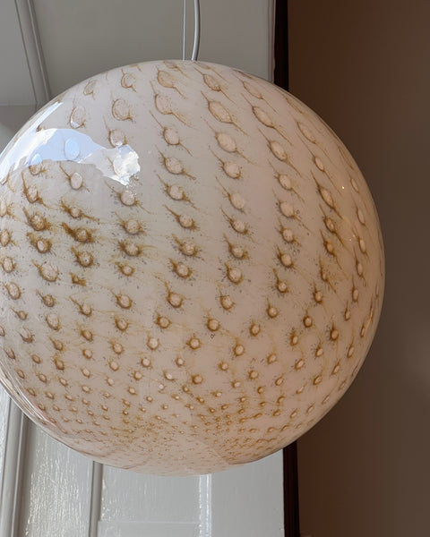 Vintage round white/black/golden dotted Murano ceiling lamp (D45)