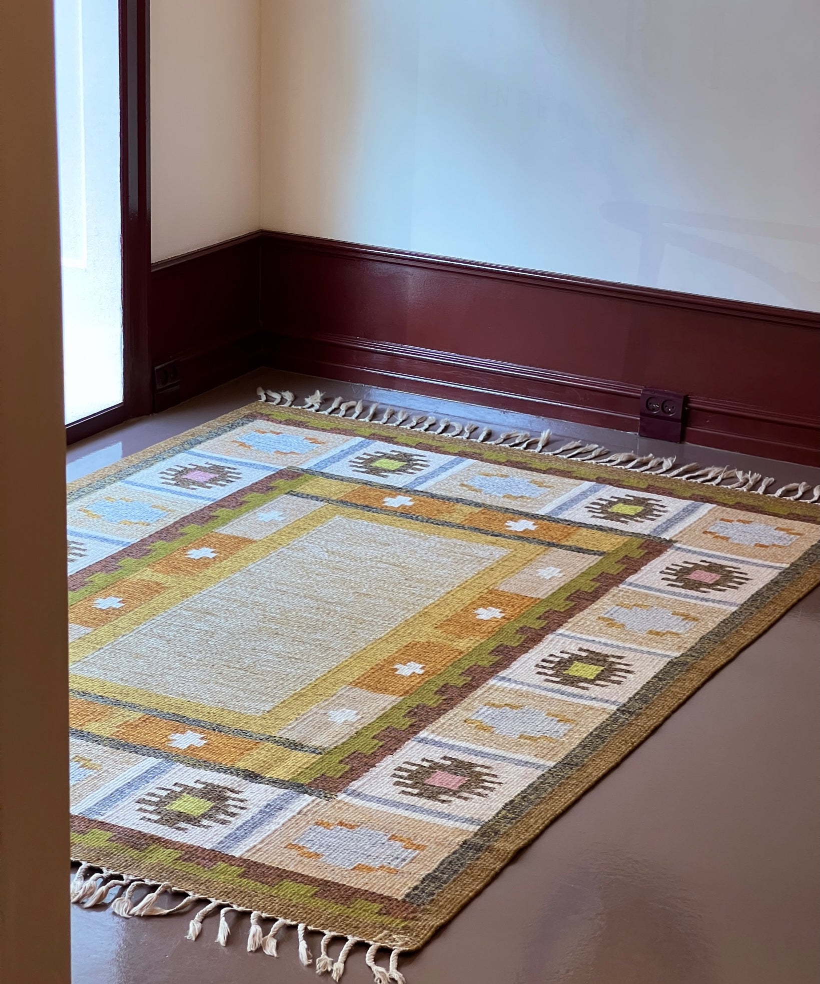 Vintage flat weave rug by Ingegerd Silow (IS)