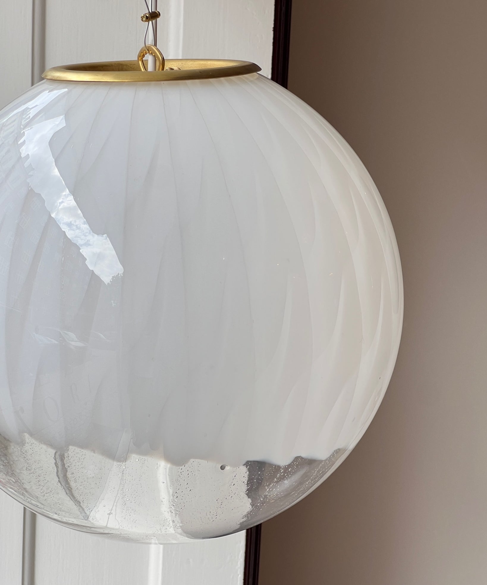 Vintage white clear Murano ceiling lamp (D35)