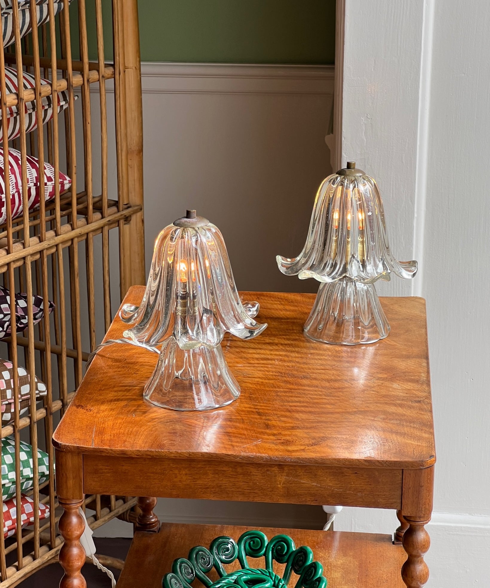 Vintage clear Murano table lamps (2 available)