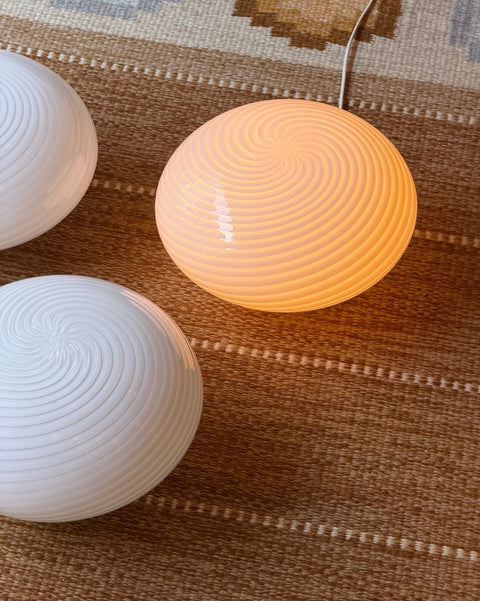 Vintage Murano white swirl ceiling/wall lamp (D28) (3 available)