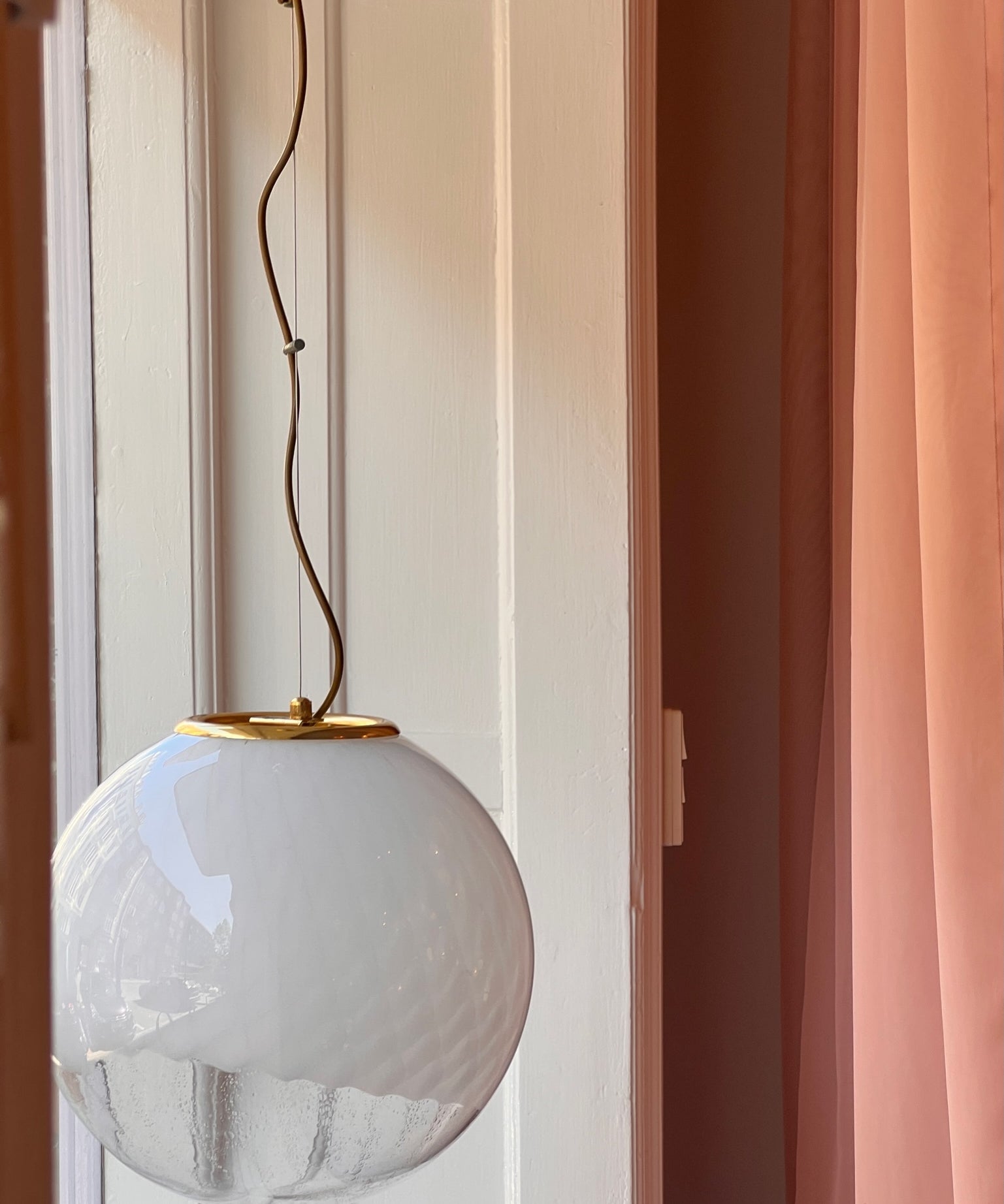 Vintage Murano white/clear Anemone ceiling lamp