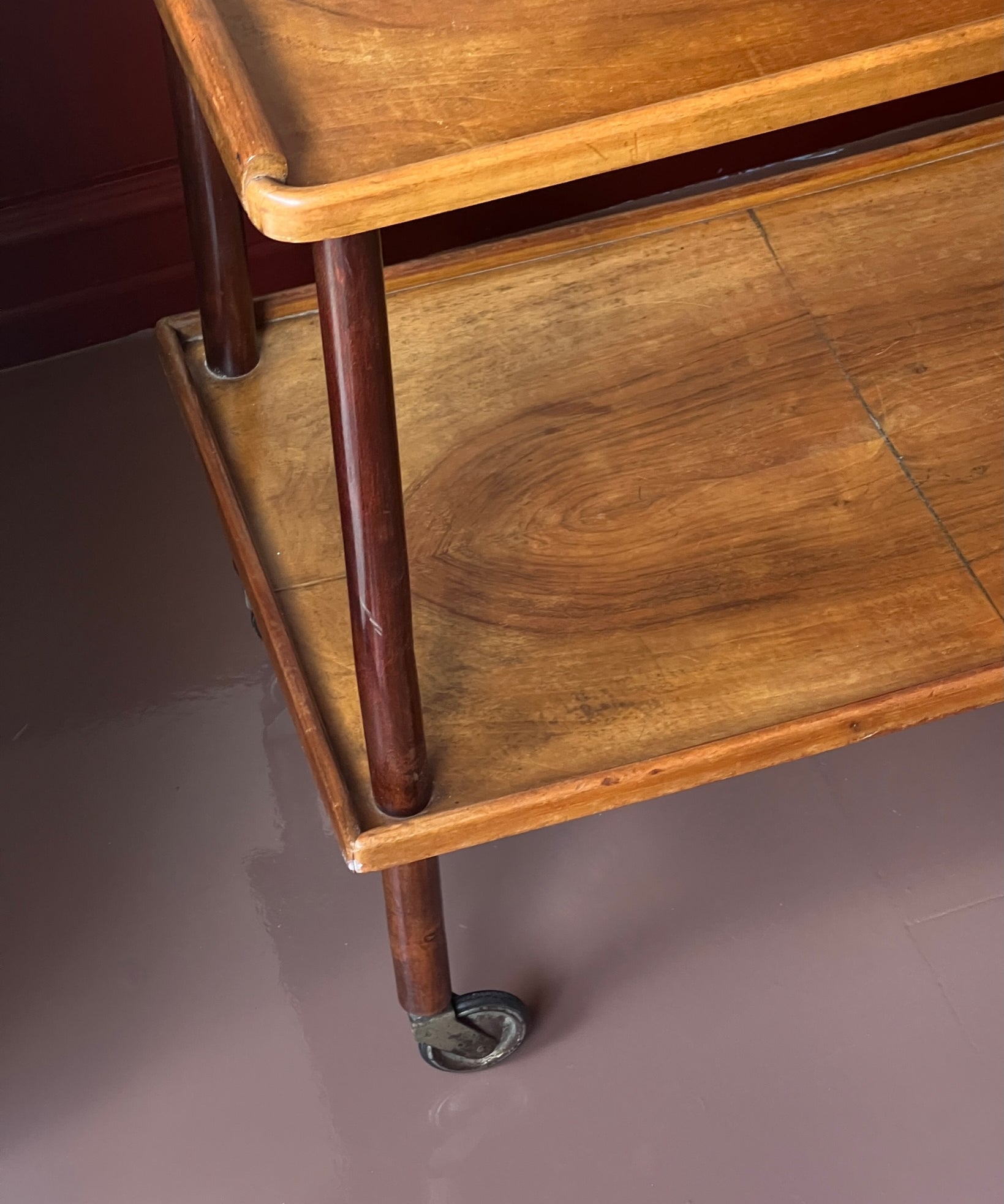 Vintage wooden trolley/table with wheels