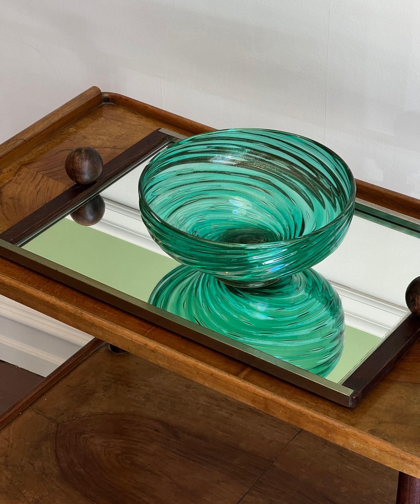 Vintage green / golden Murano bowl