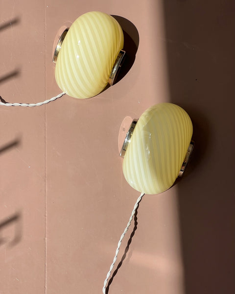 Vintage Murano yellow swirl wall lamp (2 available)