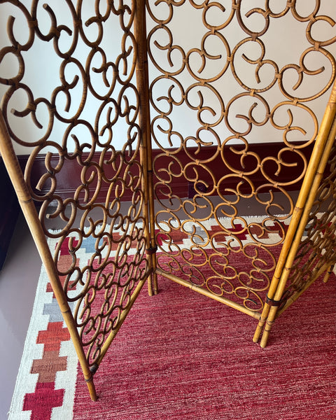 Vintage woven rattan room divider screen/paravant